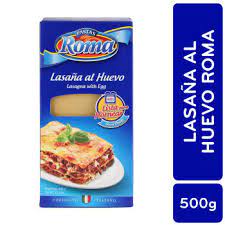 Lasagna Precocida al Huevo (Presentación 500 gramos - 0.5 kg) Marca PASTAS ROMA